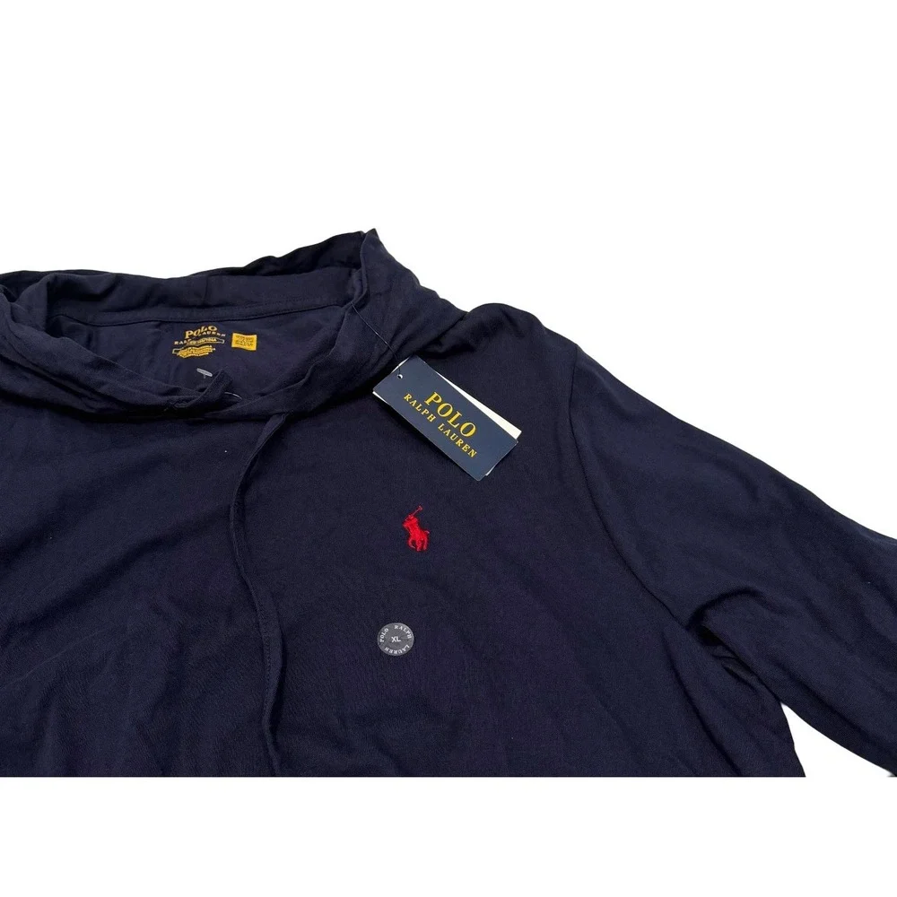 Polo Ralph Lauren Men's Hooded Long Sleeve Shirt Drawstring Cotton Navy XL NWT